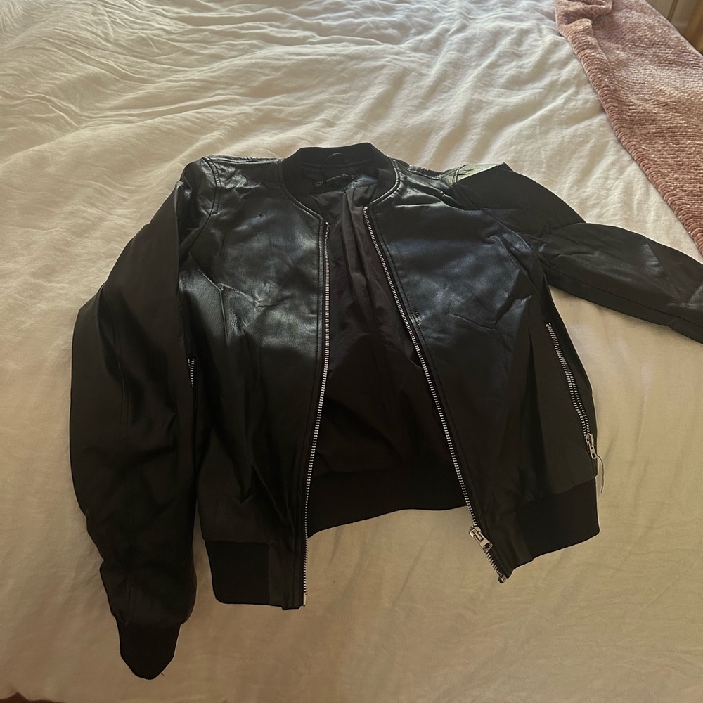 Black faux leather Zara jacket
